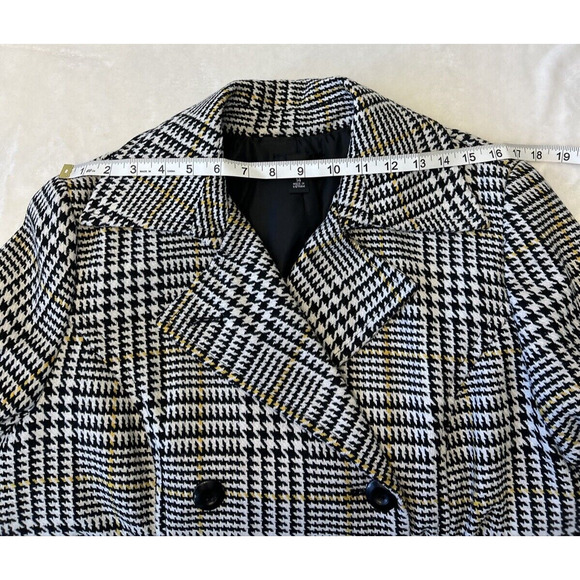 ALYX Women's Herringbone Jacket Coat Sz 14 Black White Yellow Double Breasted - Picture 5 of 10